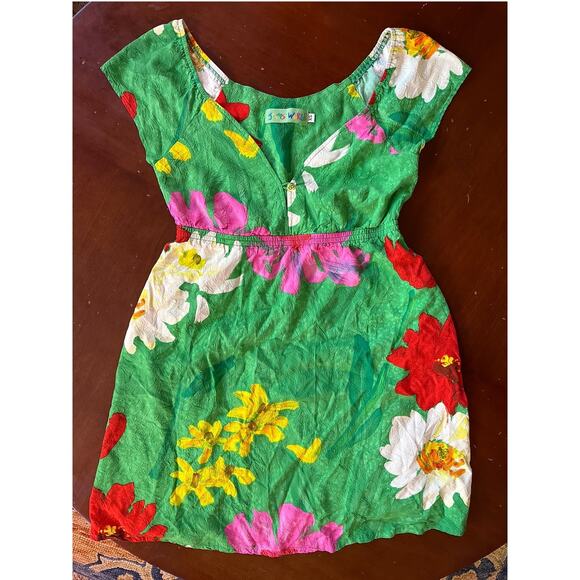 Jams World Dresses & Skirts - Vintage Jams World Floral Colorful Sun Dress Mini Short Sleeve Size XS Floral